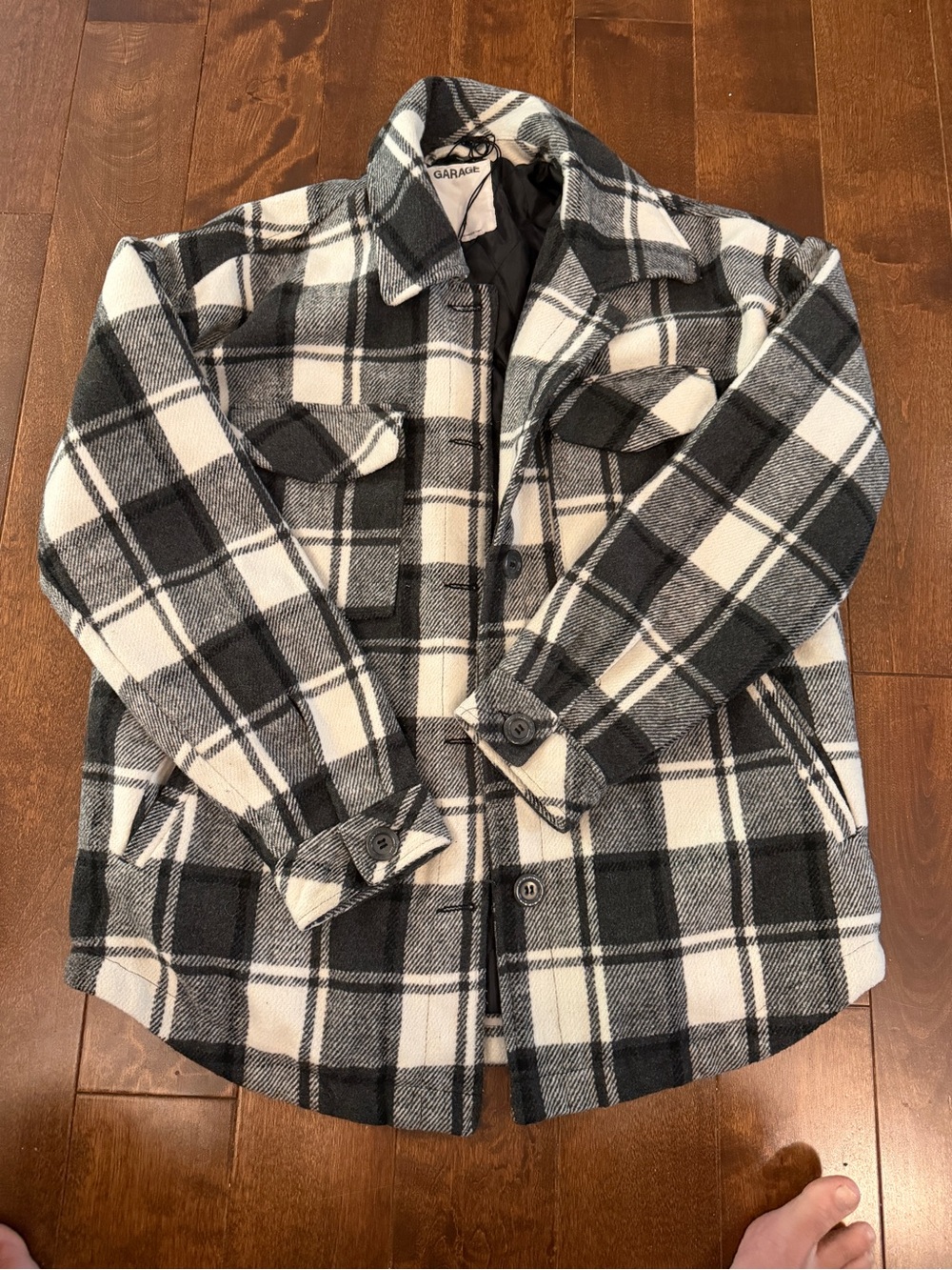 Garage Women’s Black & White Plaid Shacket -Size Medium